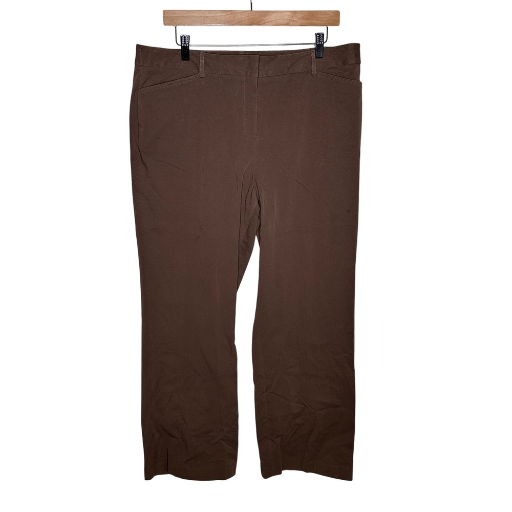 NWT Josephine Chaus Straight Leg Dress Trouser Flat Front Pants size 16 Brown